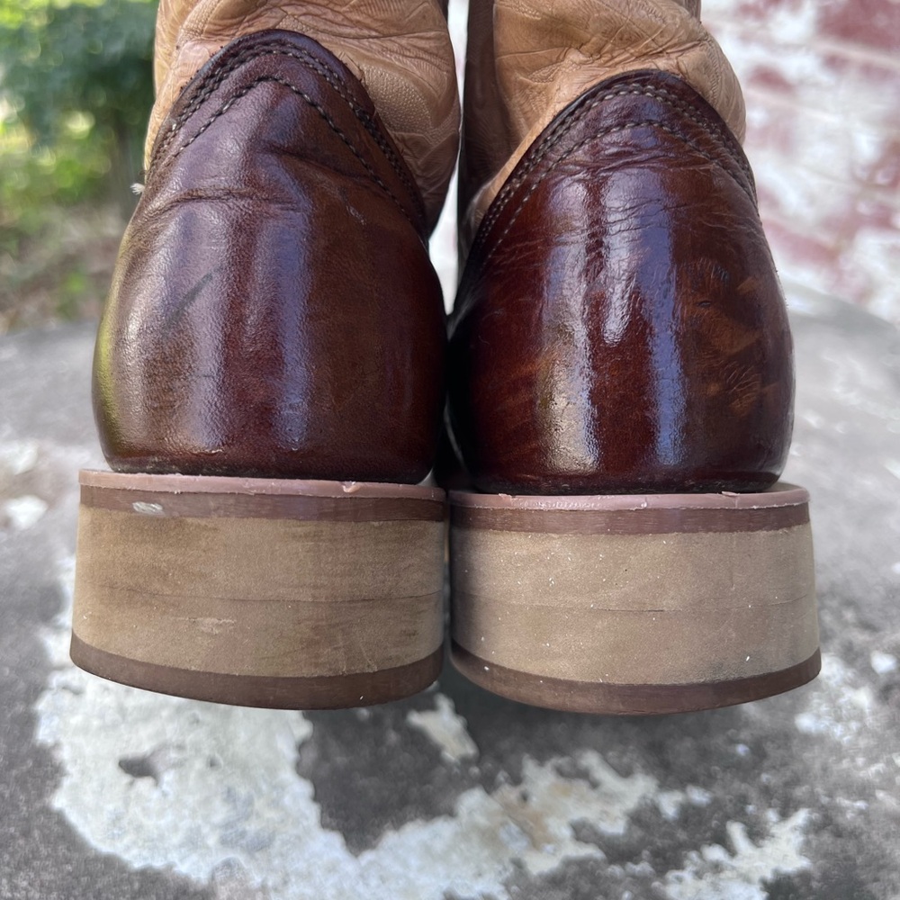 Laredo 71110 Women’s Brown and Tan Tooled Leather Cowboy Boots Sz 8M USA Made - Picture 6 of 14